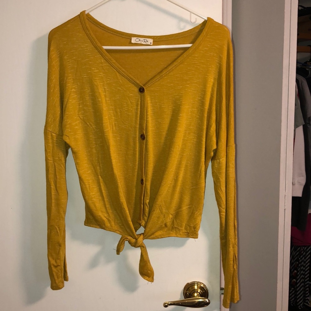 Olivia Rae yellow long sleeve cropped shirt